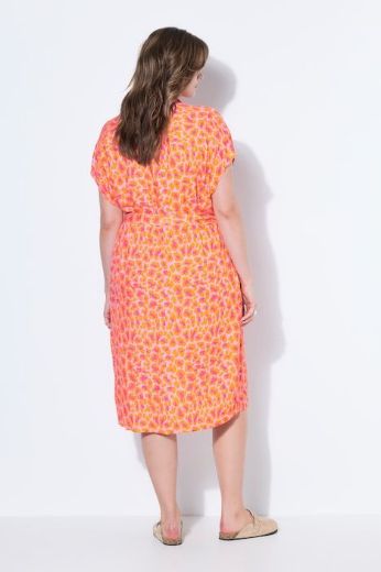 Plus size veliki brojevi Haljina midi kratkih rukava šireg kroja za punije