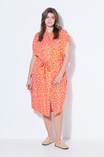 Plus size veliki brojevi Haljina midi kratkih rukava šireg kroja za punije