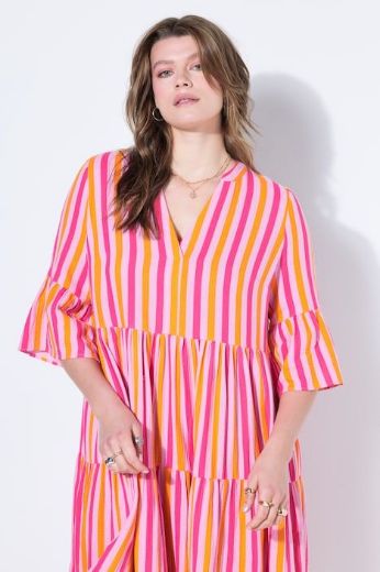 Plus size veliki brojevi Haljina midi 3/4 rukava A kroja za punije