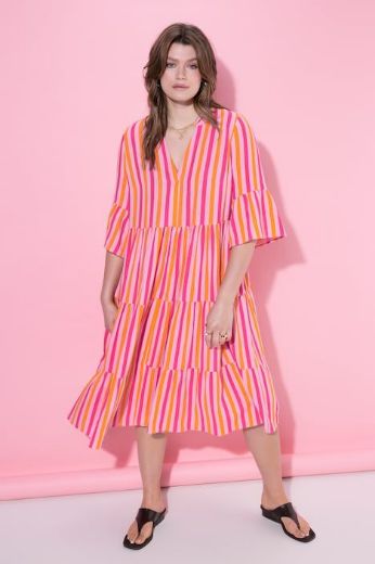 Plus size veliki brojevi Haljina midi 3/4 rukava A kroja za punije