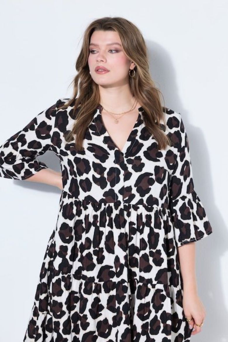 Plus size veliki brojevi Haljina maxi 3/4 rukava od muslina za punije