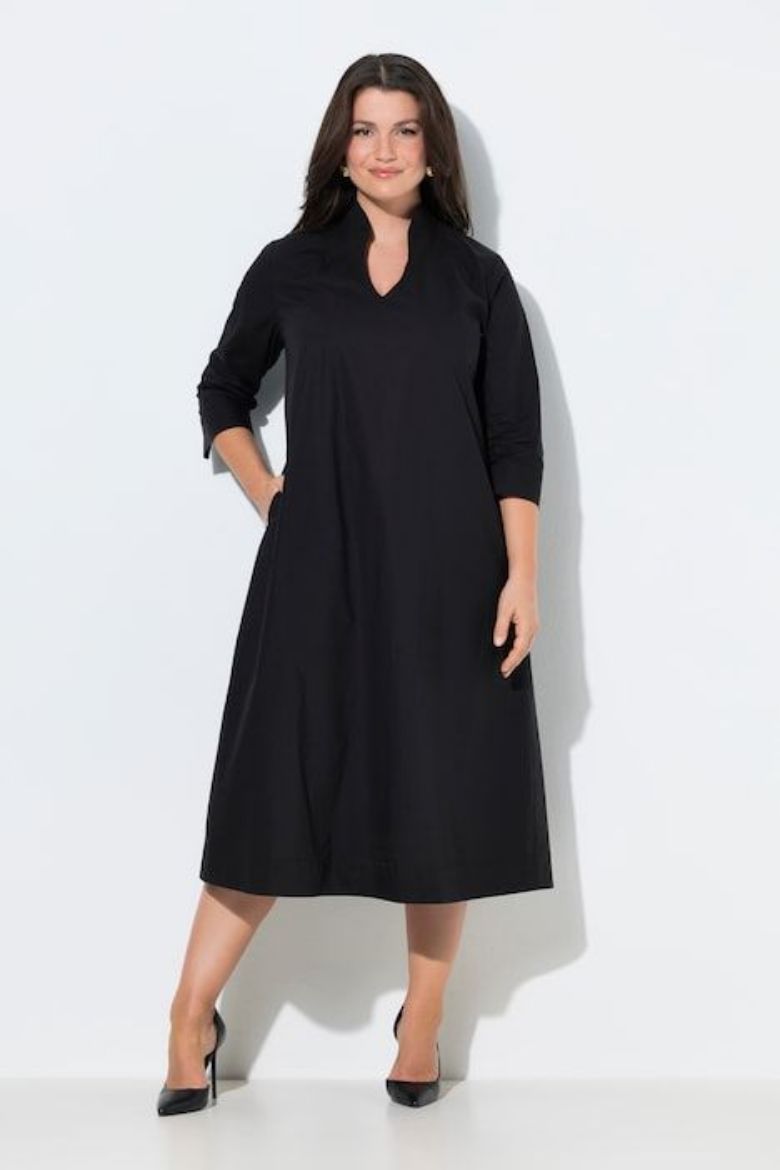 Plus size veliki brojevi Haljina midi 3/4 rukava A kroja za punije