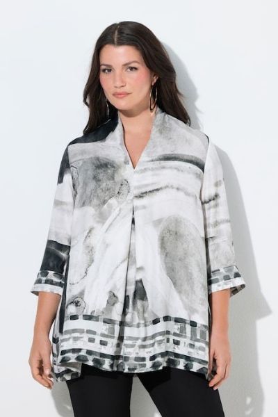 Veliki brojevi Bluza 3/4 rukava od satena moda za punije