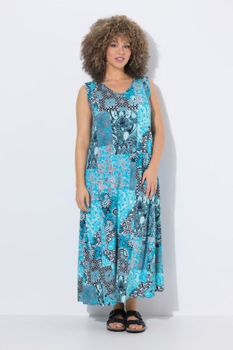 Plus size veliki brojevi Haljina maxi bez rukava A kroja za punije