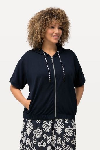 Plus size veliki brojevi Majica s kapuljačom kratkih rukava i patentnim zatvaračem za punije