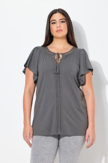 Plus size veliki brojevi Majica s vezanjem na ovratniku za punije