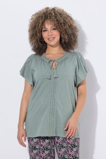 Plus size veliki brojevi Majica s vezanjem na ovratniku za punije