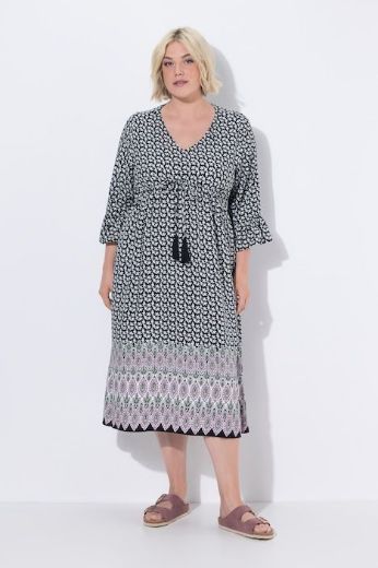 Plus size veliki brojevi Haljina midi 3/4 rukava a kroja za punije