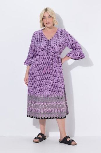 Plus size veliki brojevi Haljina midi 3/4 rukava a kroja za punije