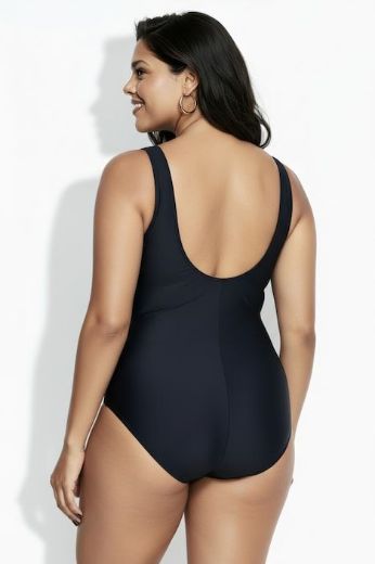 Plus size veliki brojevi Kupaći kostim jednodijelni na preklop V izreza za punije