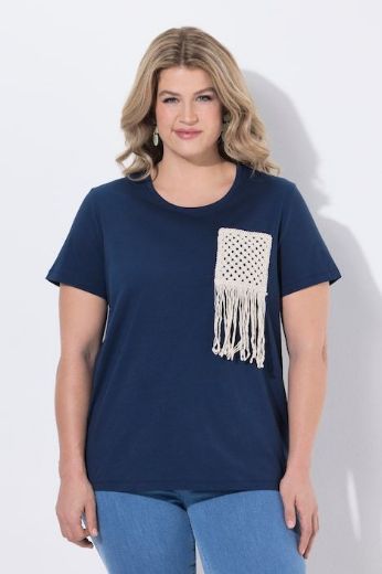 Plus size veliki brojevi Majica kratkih rukava pletenog džepa pamučna za punije