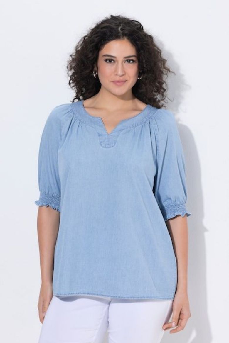 Plus size veliki brojevi Bluza kratkih rukava traper izgleda za punije