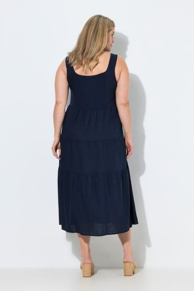 Veliki brojevi Haljina bez rukava A kroja podesivih naramenica lanena moda za punije