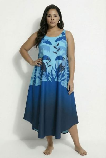 Veliki brojevi Haljina midi bez rukava A kroja moda za punije