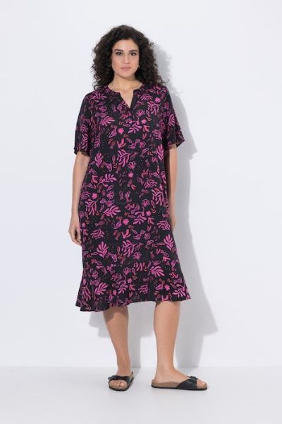 Veliki brojevi Haljina midi kratkih rukava moda za punije