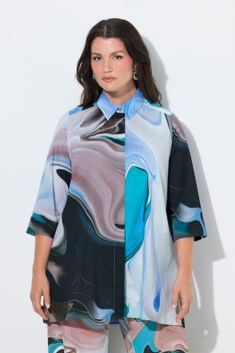 Plus size veliki brojevi Bluza rukavi 3/4 s kragnom za punije