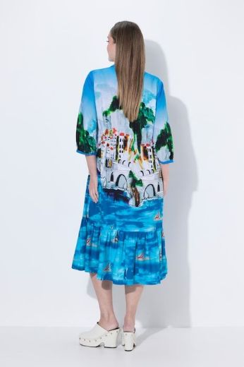 Plus size veliki brojevi Haljina midi s kragnom rukavi 3/4 za punije