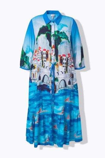 Plus size veliki brojevi Haljina midi s kragnom rukavi 3/4 za punije