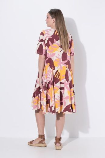 Plus size veliki brojevi Haljina kratkih rukava pamučna s izrezom za punije