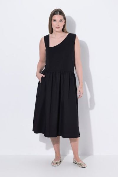 Veliki brojevi Haljina midi bez rukava A kroja pamučna moda za punije