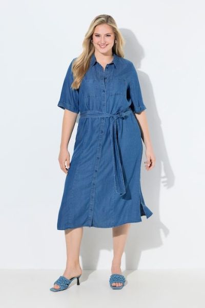 Veliki brojevi Haljina kratkih rukava A  kroja s kragnom moda za punije