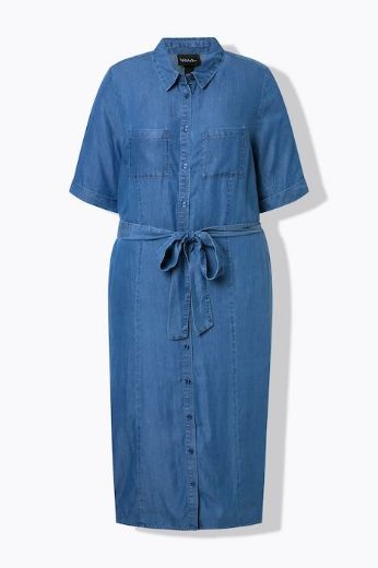 Plus size veliki brojevi Haljina kratkih rukava A  kroja s kragnom za punije