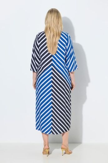 Plus size veliki brojevi Haljina maxi 3/4 rukavi prugasta za punije