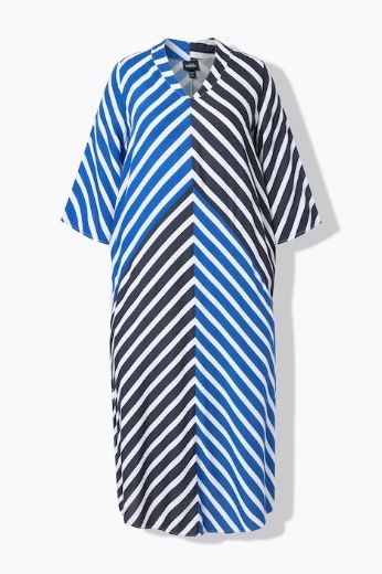 Plus size veliki brojevi Haljina maxi 3/4 rukavi prugasta za punije