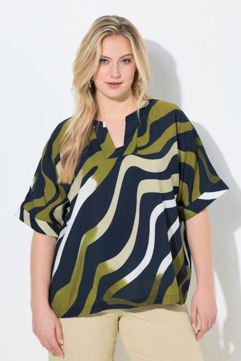 Plus size veliki brojevi Bluza kratkih rukava šireg kroja za punije