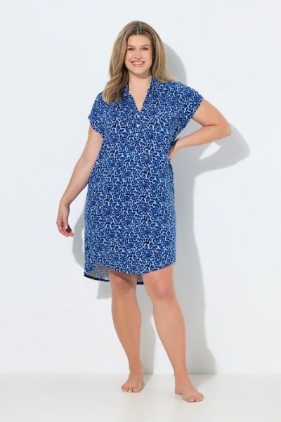 Veliki brojevi Spavaćica kratkih rukava s kragnom moda za punije