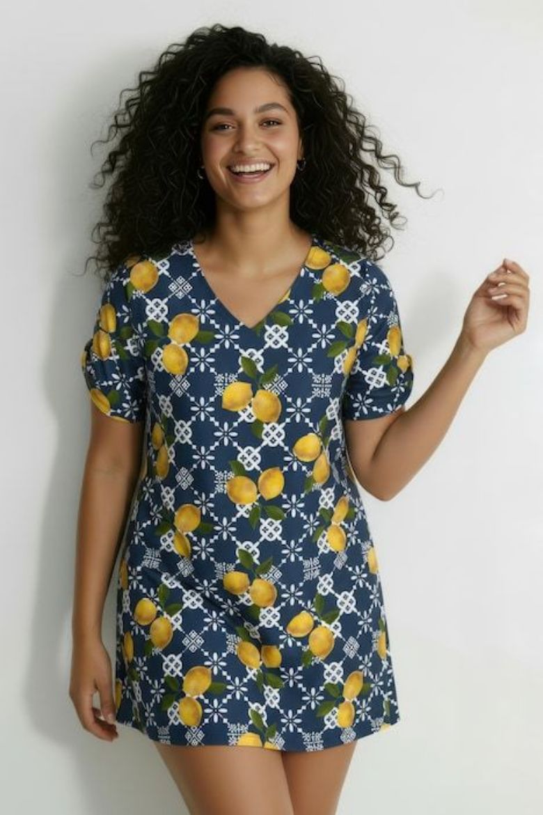 Plus size veliki brojevi Haljina kratkih rukava A kroja za punije