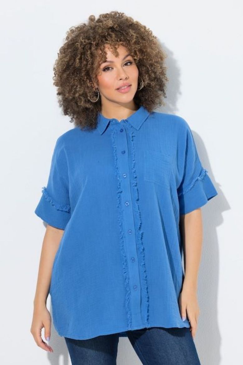 Plus size veliki brojevi Bluza kratkih rukava od muslina za punije