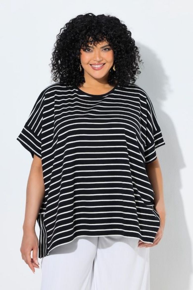 Plus size veliki brojevi Pončo šireg kroja prugasti za punije