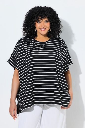 Plus size veliki brojevi Pončo šireg kroja prugasti za punije