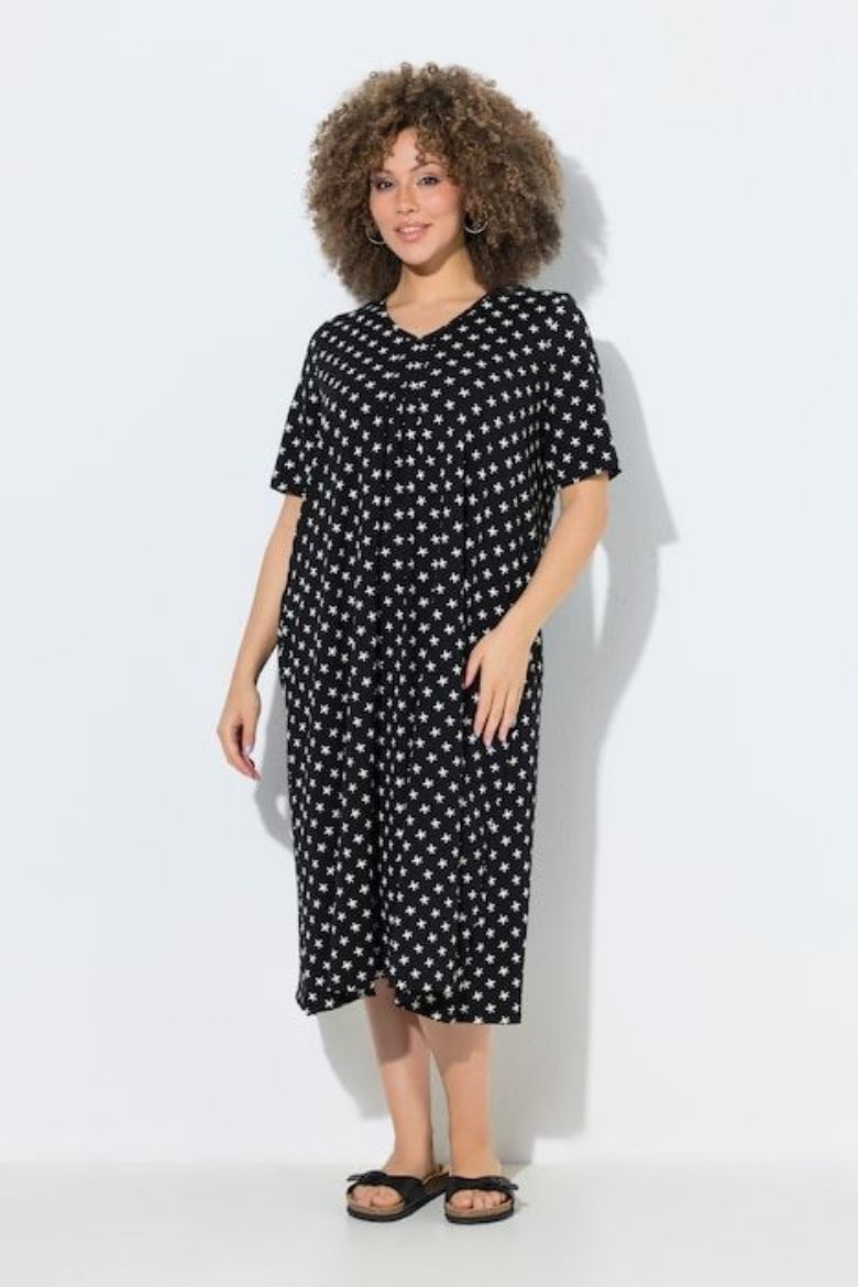Plus size veliki brojevi Haljina midi kratkih rukava za punije