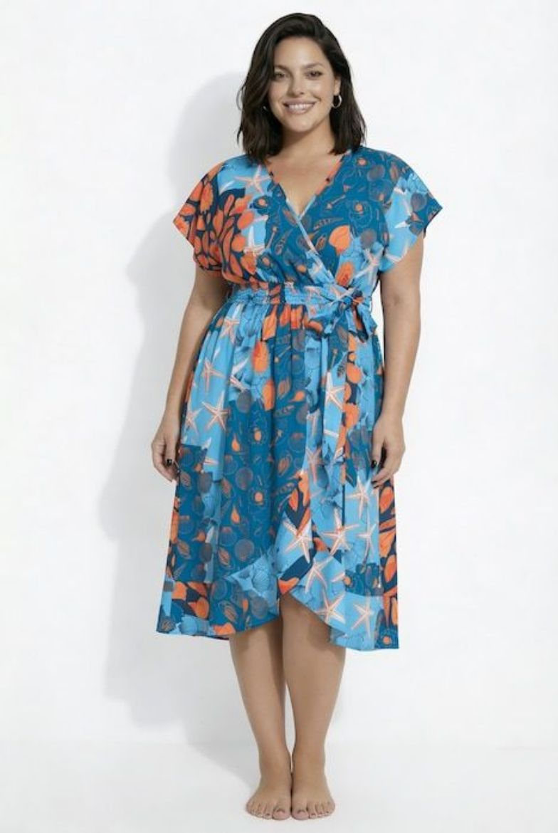 Plus size veliki brojevi Kaftan V izreza s kratkim rukavima za punije
