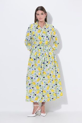 Plus size veliki brojevi Haljina maxi s kragnom rukavi 3/4 za punije