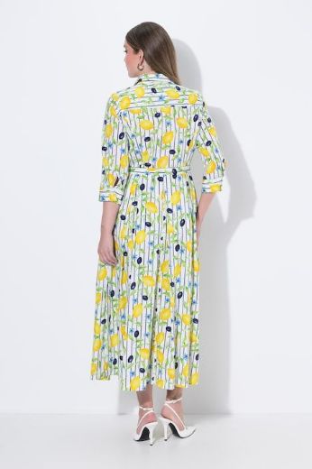 Plus size veliki brojevi Haljina maxi s kragnom rukavi 3/4 za punije