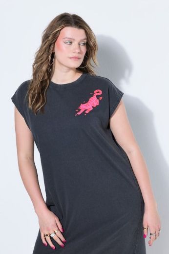 Plus size veliki brojevi Haljina midi kratkih rukava šireg kroja za punije