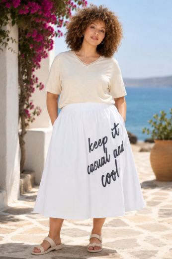 Plus size veliki brojevi Suknja midi elastičnog struka A kroja za punije