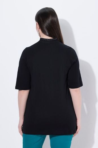 Plus size veliki brojevi Majica s ukrasima na ovratniku kratki rukavi za punije