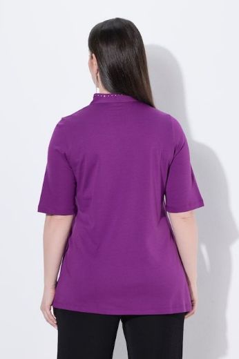 Plus size veliki brojevi Majica s ukrasima na ovratniku kratki rukavi za punije