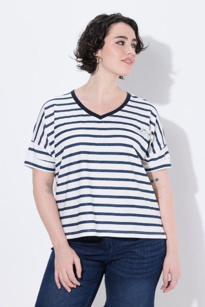 Plus size veliki brojevi Majica kratkih rukava V ovratnika za punije