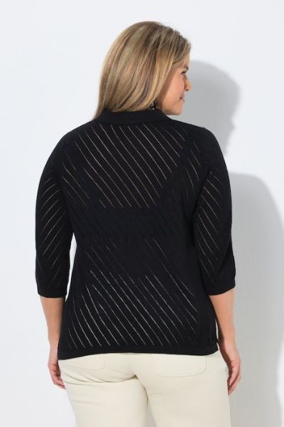 Veliki brojevi Pulover 3/4 rukava s polo kragnom moda za punije