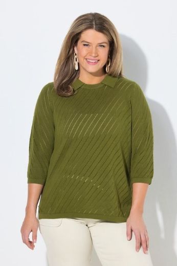 Plus size veliki brojevi Pulover 3/4 rukava s polo kragnom za punije