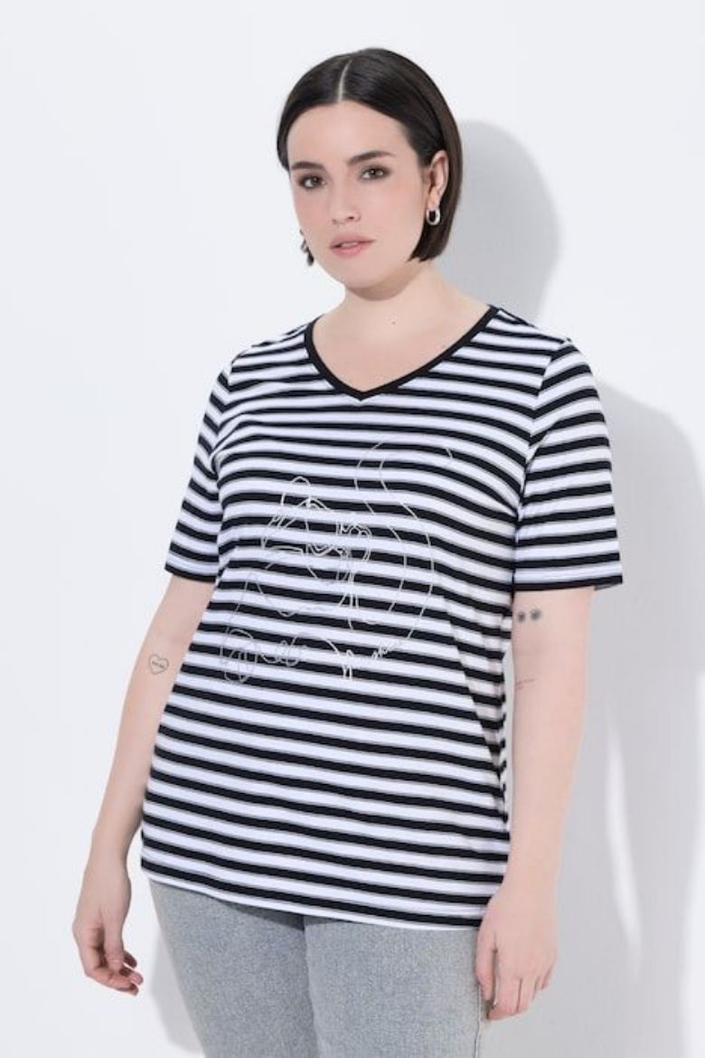 Plus size veliki brojevi Majica kratkih rukava V ovratnika za punije