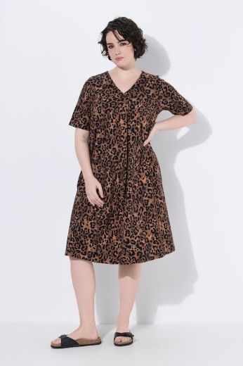 Plus size veliki brojevi Haljina midi kratkih rukava za punije