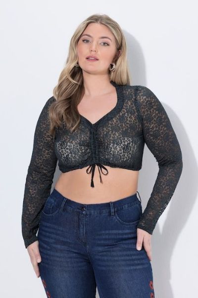 Veliki brojevi Bluza dugih rukava kraćeg kroja moda za punije