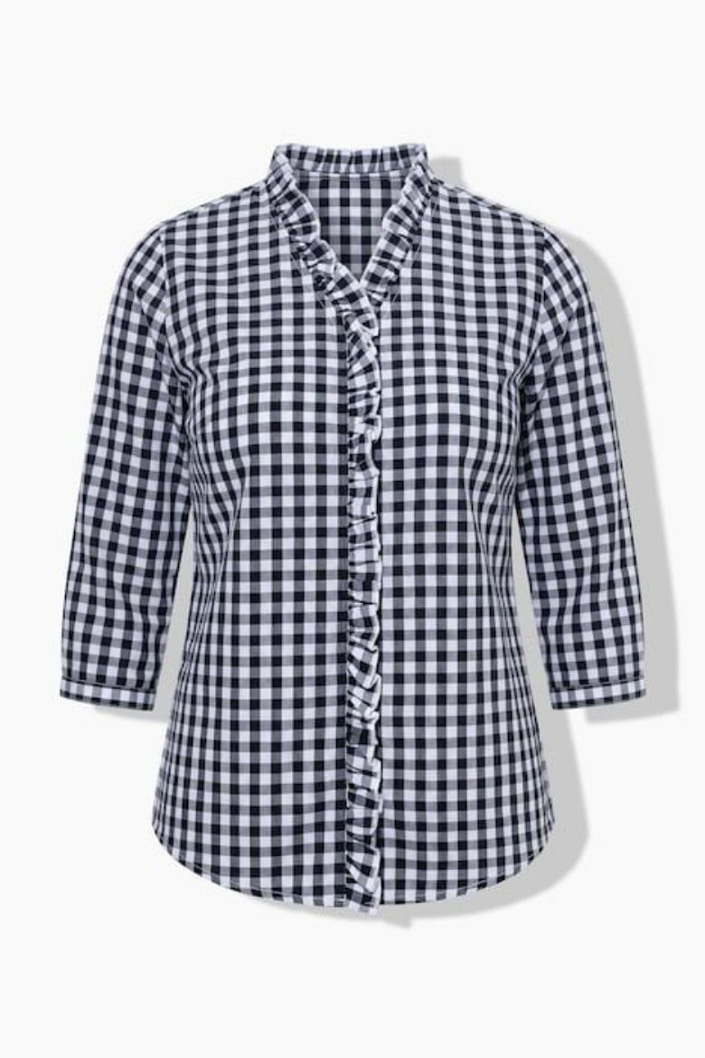 Plus size veliki brojevi Bluza 3/4 rukava karirana za punije