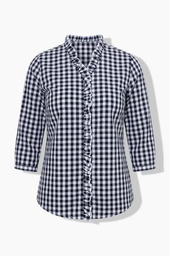 Plus size veliki brojevi Bluza 3/4 rukava karirana za punije